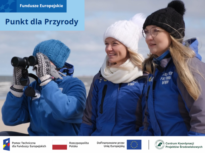 grafika przedstawiająca wolontariuszki WWF Polska w niebieskich kurtkach.